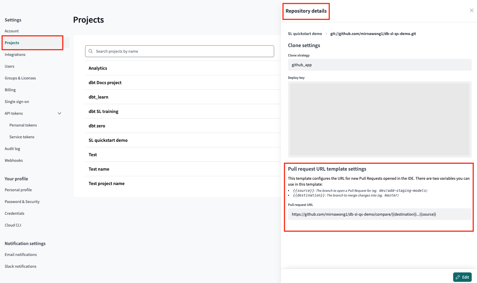 Configure a PR template in the 'Repository details' page.